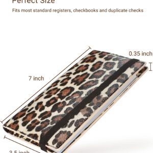 Zreal Checkbook Cover for Men & Women, Premium Vegan Leather Checkbook Holder Slim Wallets for Top & Side Tear Duplicate Checks with RFID Blocking (Light Cheetah)