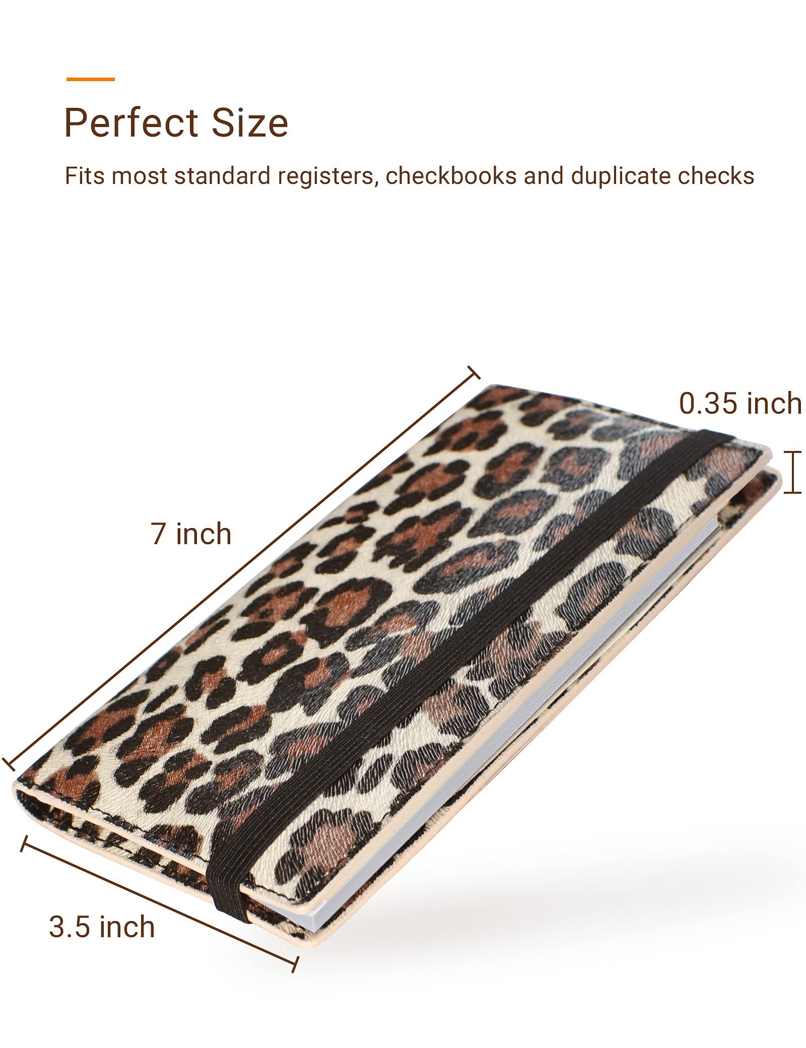 Zreal Checkbook Cover for Men & Women, Premium Vegan Leather Checkbook Holder Slim Wallets for Top & Side Tear Duplicate Checks with RFID Blocking (Light Cheetah)