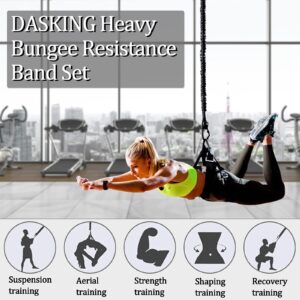 Dasking Heavy Bungee Resistance Band Set grawyti Yoga Bungee Cord Resistance Belt Set 4D Bungee Dance Rope Workout Fitness Home Gym Professional Training Equipment