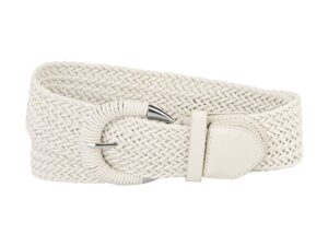 allegra k woven waist belts wide braided belts for women dress metal buckle 65-88cm/25.59-34.65" cream