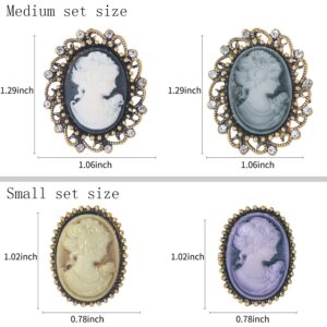 MEEDOZ Women's Lot 24pcs Multicolor Crystal Rhinestone Vintage Victorian Cameo Flower Brooch Pin Set (Multicolor 24pcs)