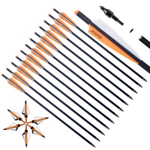 LWANO Crossbow Bolts 20 22 inch Crossbow Arrows for Hunting with 6Pcs 3 Blades Broadbeads