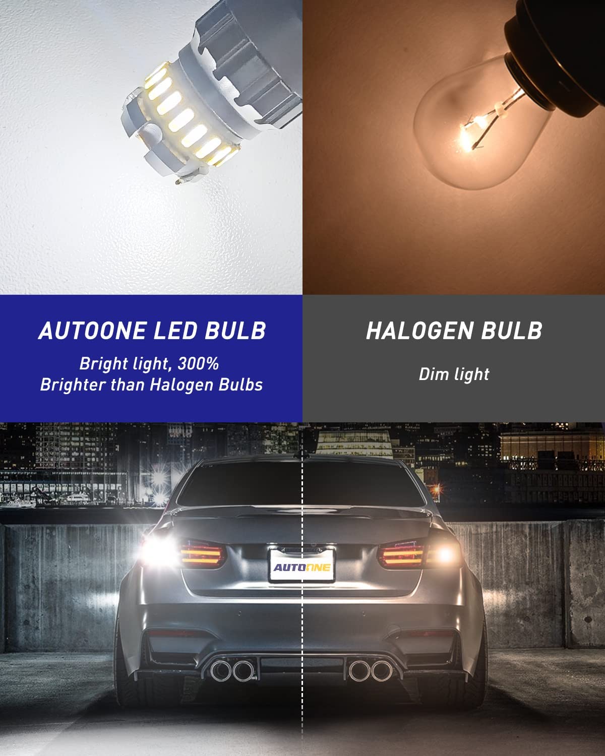 AUTOONE 1157 LED Bulb White 6500K, 2057 2357 7528 BAY15D LED Bulbs for Backup/Reverse Light, Tail Light, Brake Light, 300% Brighter Canbus Ready Plug and Play LED Bulbs, Pack of 2