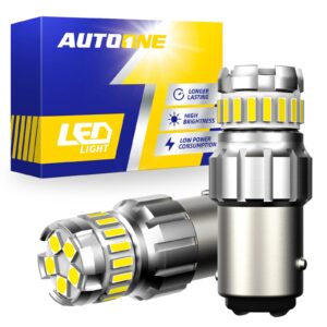 autoone 1157 led bulb white 6500k, 2057 2357 7528 bay15d led bulbs for backup/reverse light, tail light, brake light, 300% brighter canbus ready plug and play led bulbs, pack of 2