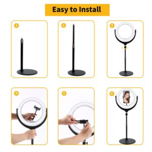 Auckoue 12'' Ring Light with Stand & Phone Holder, Dimmable Selfie Ring Light with Mirror, Desktop led Ring Light for Laptop Computer Video Conference, Live Streaming, YouTube, Vlogging, Makeup