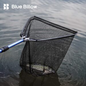 Blue Billow Fishing Net with Long Robust Telescopic Handle for Freshwater and Saltwater,Extend to 50.8 Inch,Foldable Nylon Mesh Landing Net