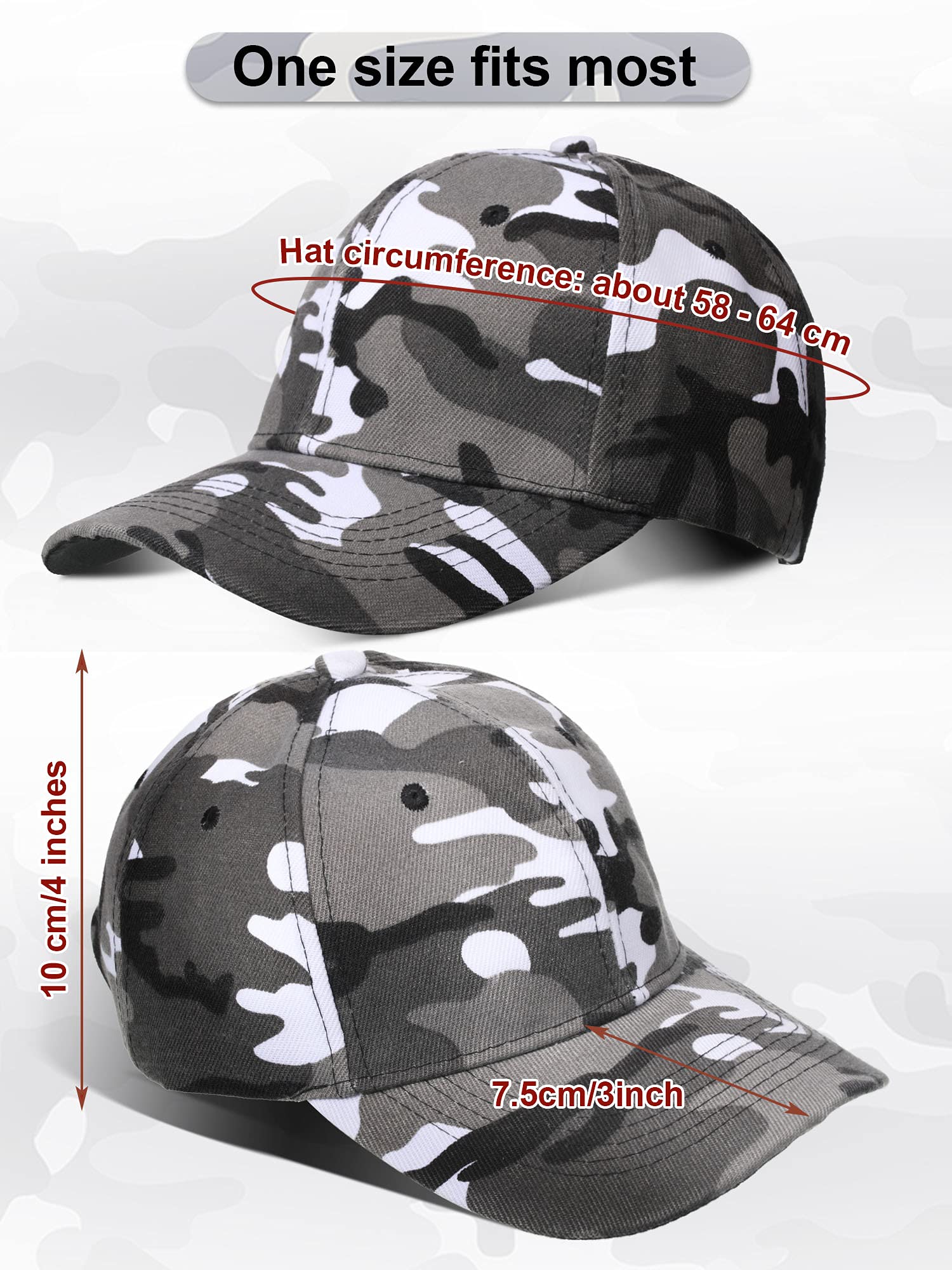 Geyoga 4 Pieces Men Camouflage Baseball Cap Army Military Camo Hat Camouflage Outdoor Sports Cap Camo Tactical Cap Hunting Fishing Hat for Men Women