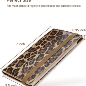 Zreal Checkbook Cover for Men & Women, 2 Pack Premium Vegan Leather Checkbook Holder Slim Wallets for Top & Side Tear Duplicate Checks with RFID Blocking (Dark & Light Leopard)