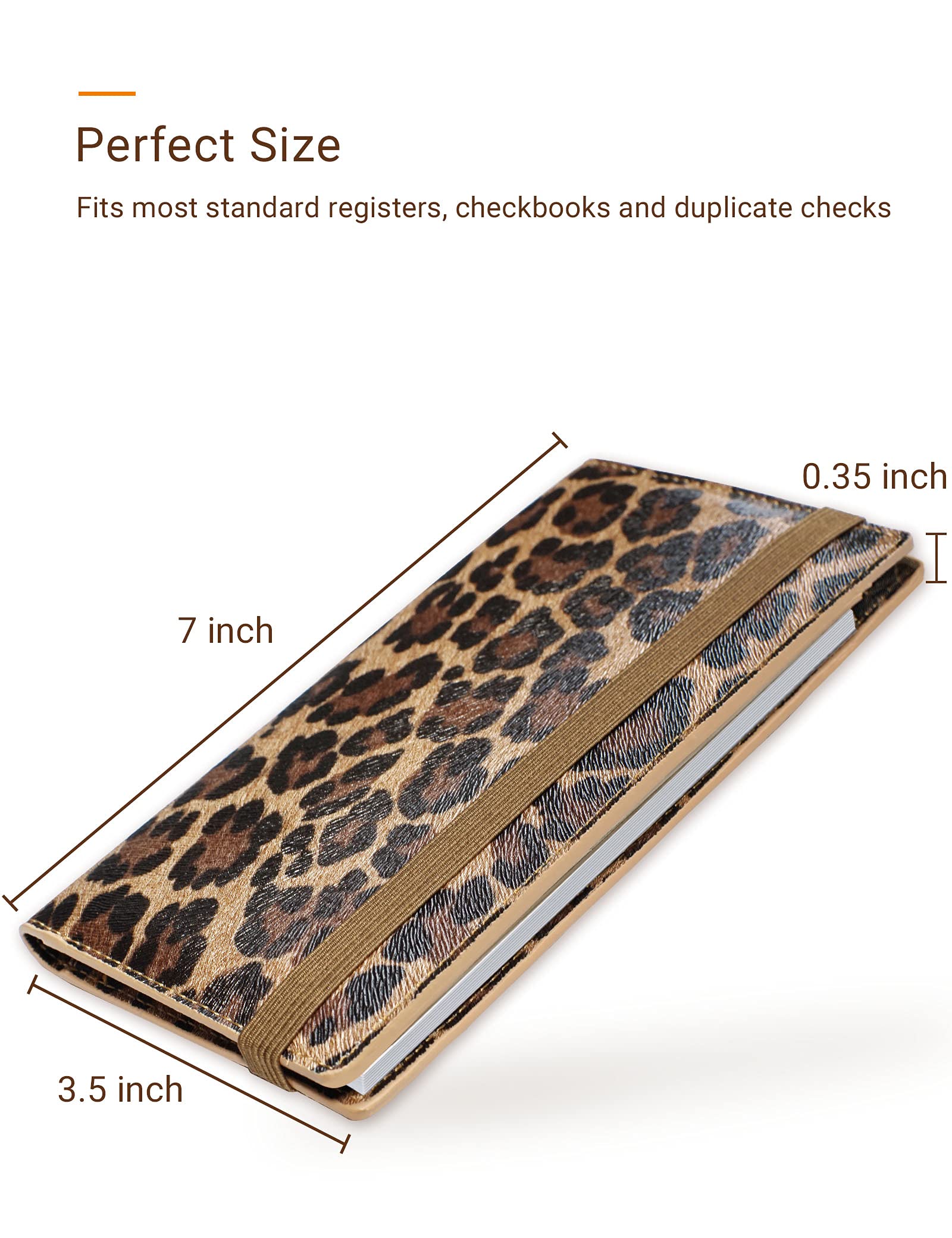 Zreal Checkbook Cover for Men & Women, 2 Pack Premium Vegan Leather Checkbook Holder Slim Wallets for Top & Side Tear Duplicate Checks with RFID Blocking (Dark & Light Leopard)