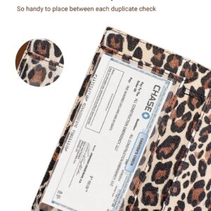 Zreal Checkbook Cover for Men & Women, Premium Vegan Leather Checkbook Holder Slim Wallets for Top & Side Tear Duplicate Checks with RFID Blocking (Light Cheetah)