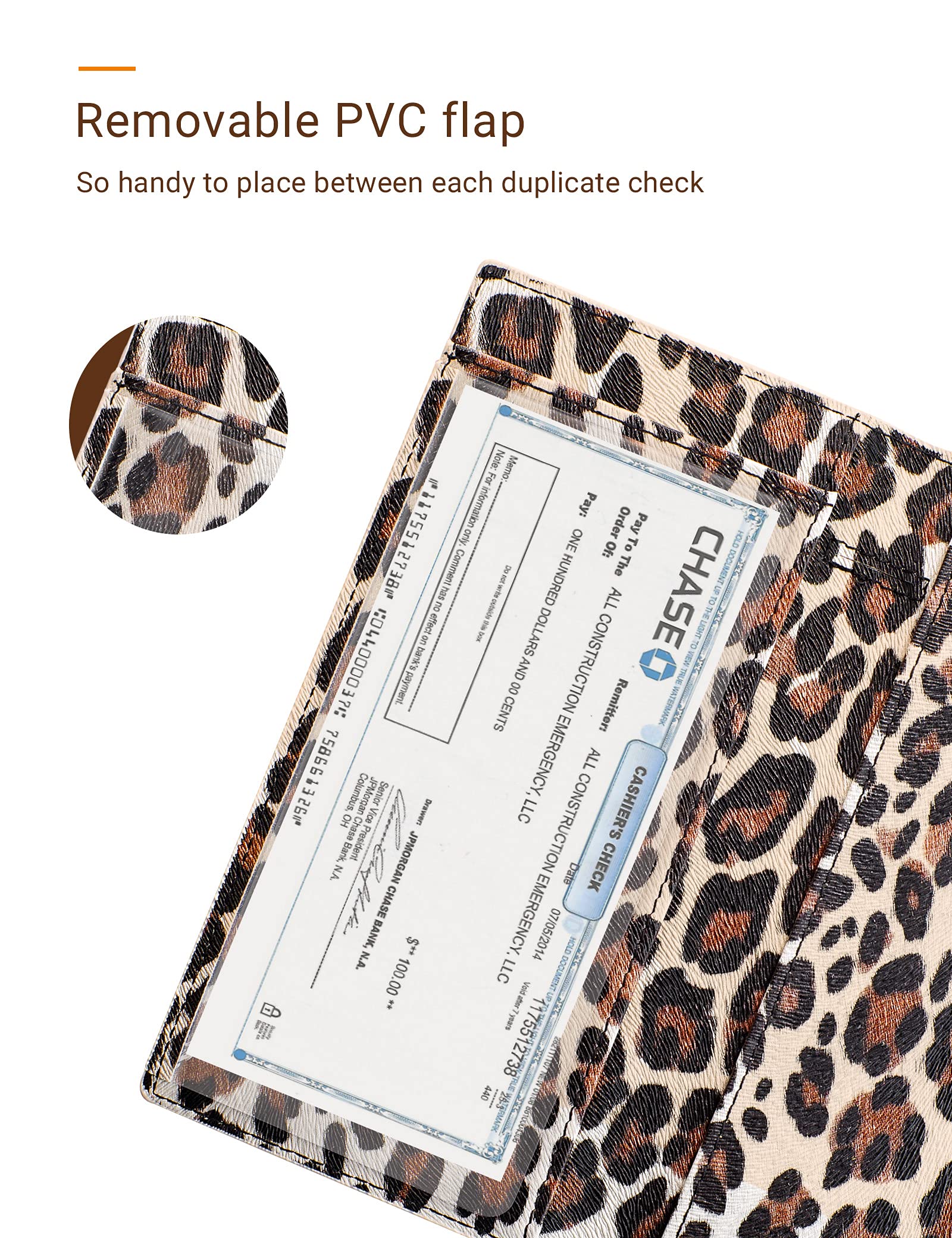 Zreal Checkbook Cover for Men & Women, Premium Vegan Leather Checkbook Holder Slim Wallets for Top & Side Tear Duplicate Checks with RFID Blocking (Light Cheetah)