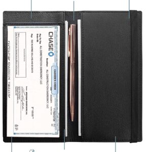 Zreal Checkbook Cover for Men & Women, Premium Vegan Leather Checkbook Holder Slim Wallets for Top & Side Tear Duplicate Checks with RFID Blocking (Matte Black)