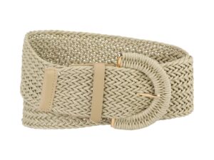 allegra k womens wide woven waist belts braided belts for dress chunky buckle 60-90cm/23.62-35.43" beige