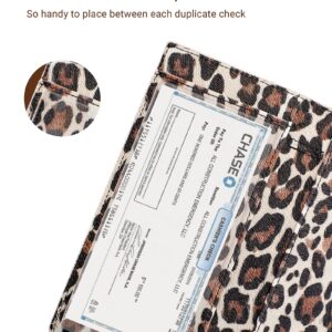 Zreal Checkbook Cover for Men & Women, 2 Pack Premium Vegan Leather Checkbook Holder Slim Wallets for Top & Side Tear Duplicate Checks with RFID Blocking (Dark & Light Leopard)