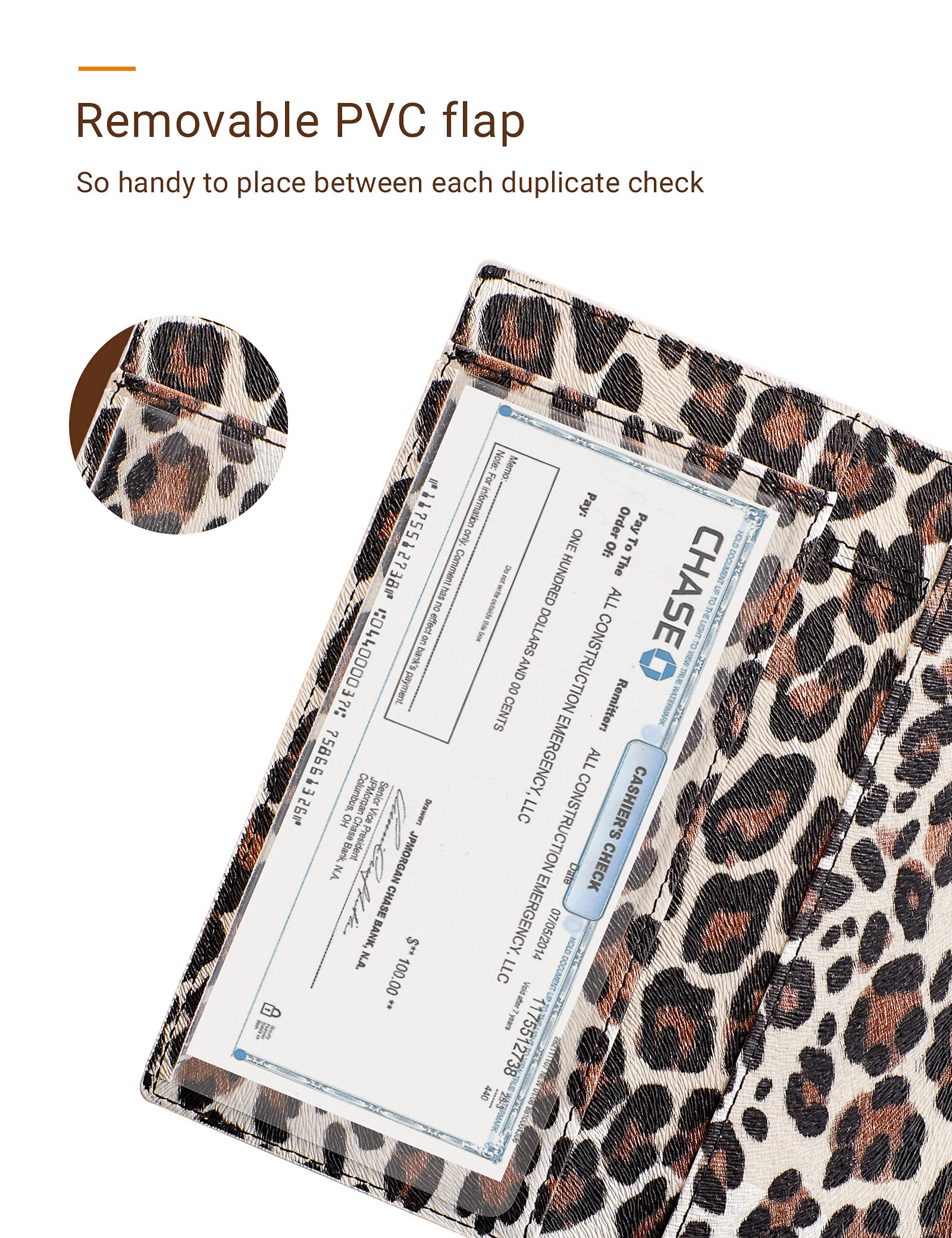 Zreal Checkbook Cover for Men & Women, 2 Pack Premium Vegan Leather Checkbook Holder Slim Wallets for Top & Side Tear Duplicate Checks with RFID Blocking (Dark & Light Leopard)