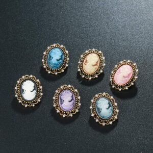 MEEDOZ Women's Lot 24pcs Multicolor Crystal Rhinestone Vintage Victorian Cameo Flower Brooch Pin Set (Multicolor 24pcs)