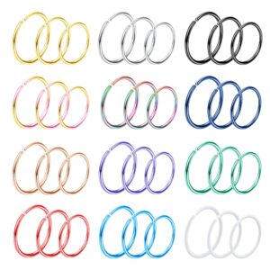 joerica 36pcs 20g stainless steel nose ring hoop for women men nose piercing jewelry septum ring lip cartilage helix hoop piercing 6mm 8mm 10mm