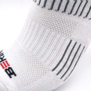 BERING Men's Ankle Athletic Cushioned Quarter Socks, White, Size 9-12, 6 Pairs