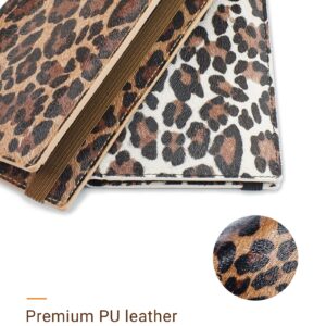 Zreal Checkbook Cover for Men & Women, 2 Pack Premium Vegan Leather Checkbook Holder Slim Wallets for Top & Side Tear Duplicate Checks with RFID Blocking (Dark & Light Leopard)