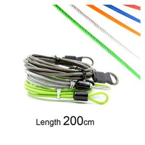 WCNMB Bicycle Lock 2m Bicycle Security Loop Cable Lock Scooter Guard Bike Motorcycle Helmet Protector Anti Theft Steel Wire Rope Line for Car Cover Convenient and Durable (Color : Green)