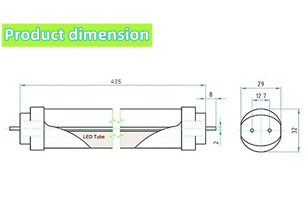 CMLAMPLED 12V DC T8 Led Tube Light 18inch 7W 6500K, F15T8 Florescent Tube Replacement for Automotive RV Marine Boat (6 Packs)