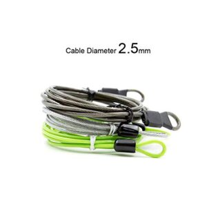 WCNMB Bicycle Lock 2m Bicycle Security Loop Cable Lock Scooter Guard Bike Motorcycle Helmet Protector Anti Theft Steel Wire Rope Line for Car Cover Convenient and Durable (Color : Green)