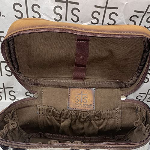 STS Ranchwear Train Case Durable Spacious Versatile Leather Travel Cosmetic Bag with Top Handle, Tornado/Cowhide, One Size