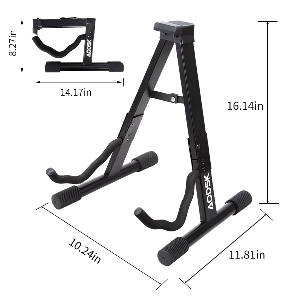 AODSK Guitar Stand Folding with adjustable A-Frame for Acoustic Classical and Electric Guitars Bass Ukulele Portable (Single Stand-Black)