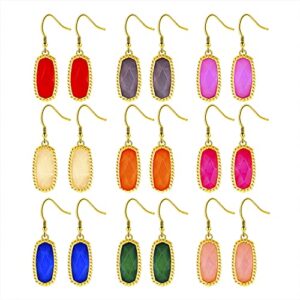 9 Pairs Multicolor Dangle Earrings Set Druzy Crystal Stone Drop Earrings Colorful Resin Crystal Hook Earrings Jewelry Gift for Women