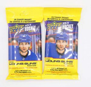 2020/21 upper deck nhl hockey series 2 fat packs (2 pack bundle) - 52 cards total - look for new young guns