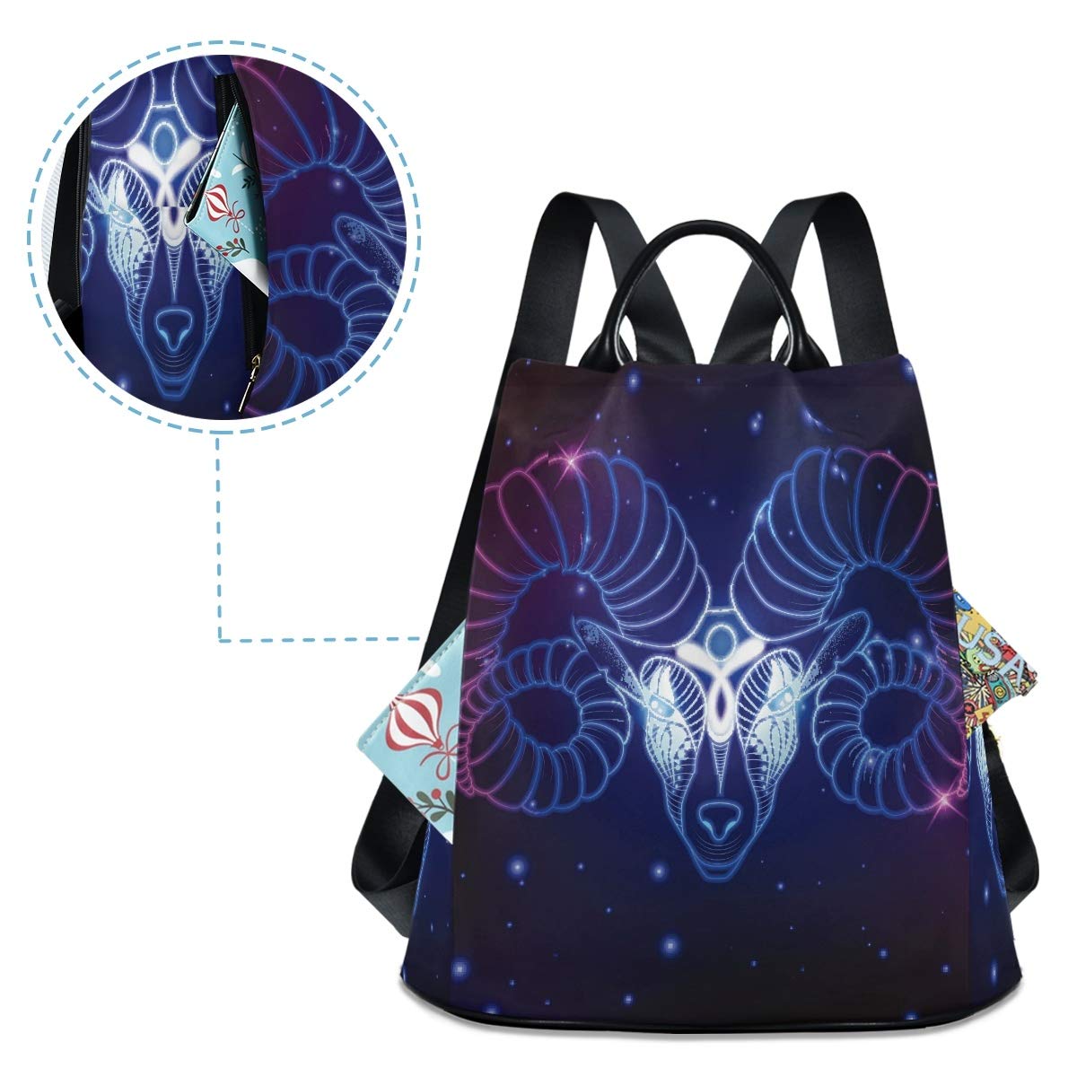 ALAZA Aries Zodiac Sign Backpack Purse with Adjustable Straps for Woman Ladies