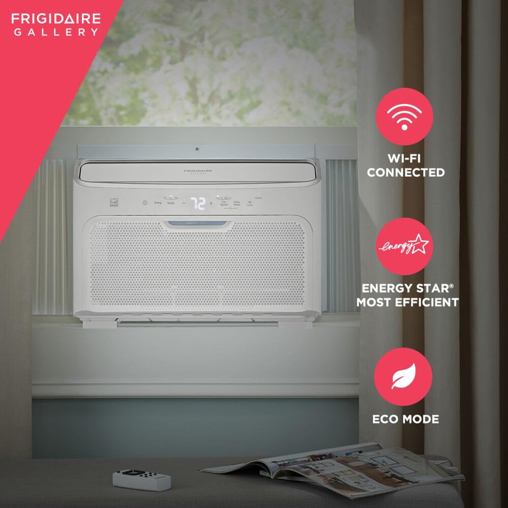 Frigidaire GHWQ103WC1 Inverter Quiet Temp Room Air Conditioner, 10,000 BTU with Wi-Fi Connected, Energy Star Certified, Easy-to-Clean Washable Filter, in White