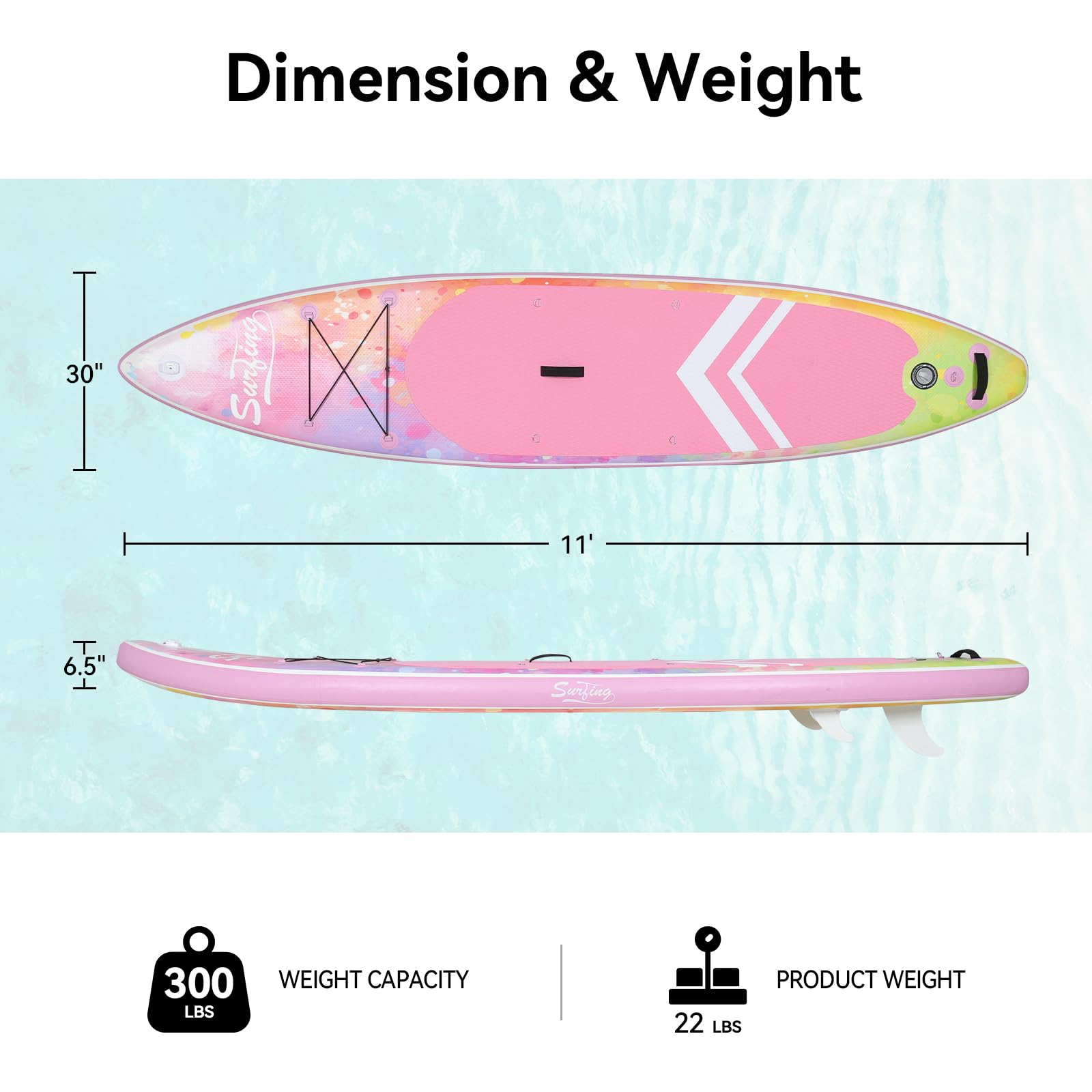 YUSING 11' Inflatable Stand Up Paddle Board with Kayak Seat, Non-Slip Deck SUP Paddle Board with Premium Kayak and SUP Accessories & Backpack, Portable Standing Boat for Youth & Adult(Pink)