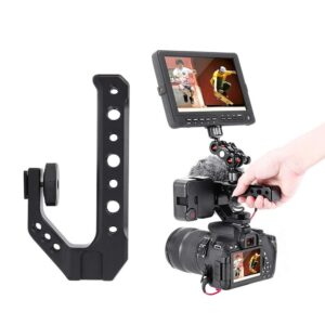 EVTSCAN Camera Handle Grip with 3 Cold Shoe, Universal Video Action Stabilizing Handle Grip Camera Cold Shoe Mount Adapter, 1/4" 3/8" Holes Mount