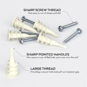 INCLY 100 PCS #8 Drywall Anchors Kit Self Drilling, 50 Plastic Dry Wall Anchors and 50 Philips Screws Assortment for Hanging and Mounting with Case, Self Drilling Sheetrock Anchors