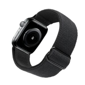 arae stretchy watch band compatible for apple watch band 49 mm 45mm 44mm 42mm comfortable adjustable sport band for iwatch series 9 8 7 6 5 4 se 3 2 1 ultra 1 2 women men - black