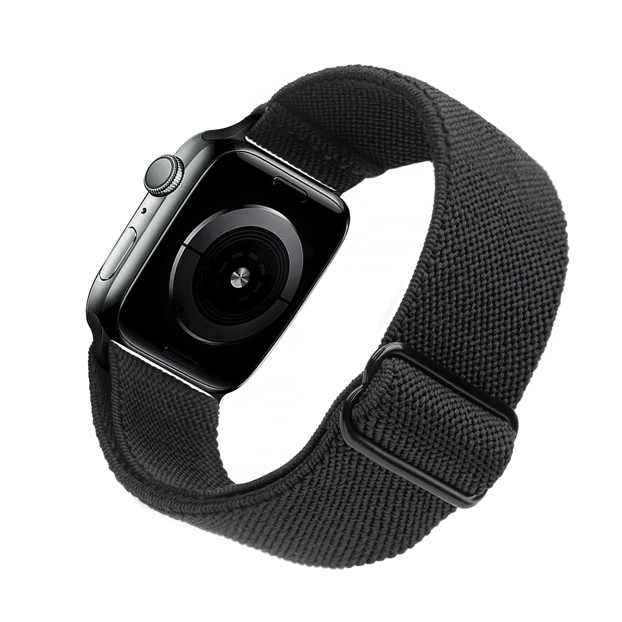 Arae Stretchy Watch Band Compatible for Apple Watch Band 49 mm 45mm 44mm 42mm Comfortable Adjustable Sport Band for iWatch Series 9 8 7 6 5 4 SE 3 2 1 Ultra 1 2 Women Men - Black