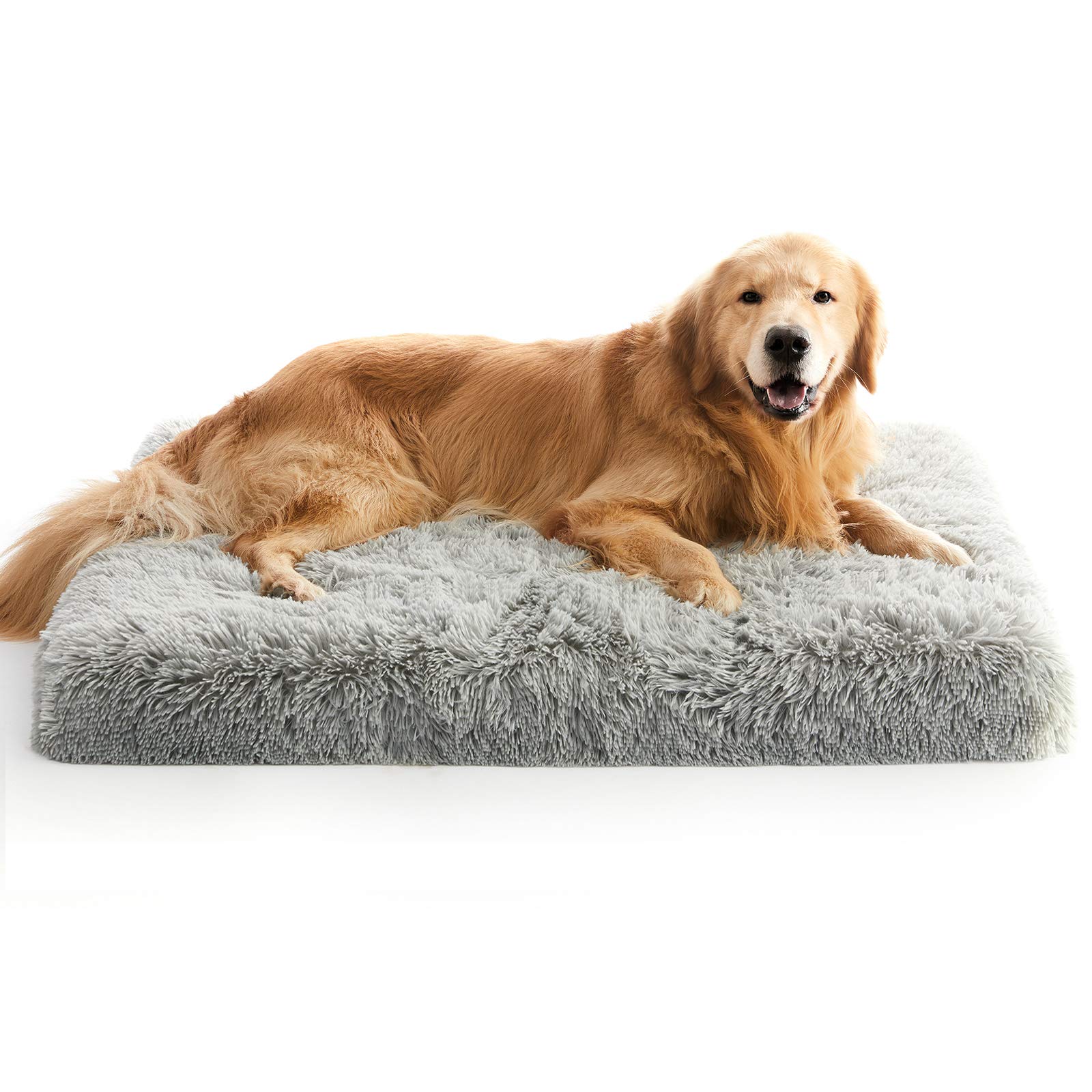 MIHIKK Extra Large Dog Bed, XL Orthopedic Egg Crate Foam Dog Bed with Removable Washable Cover, Waterproof Dog Mattress Nonskid Bottom, Comfy Anti Anxiety Pet Bed Mat, 41x29 inch, Gray