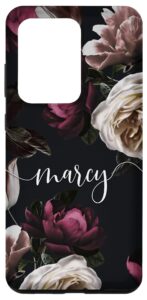 galaxy s20 ultra marcy - elegant floral rose & peony personalized name case