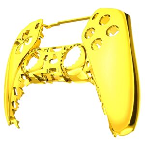 eXtremeRate Chrome Gold Glossy DIY Accessories Replacement Front Shell Compatible with ps5 Controller, Custom Faceplate Compatible with ps5 Controller - Touchpad NOT Included