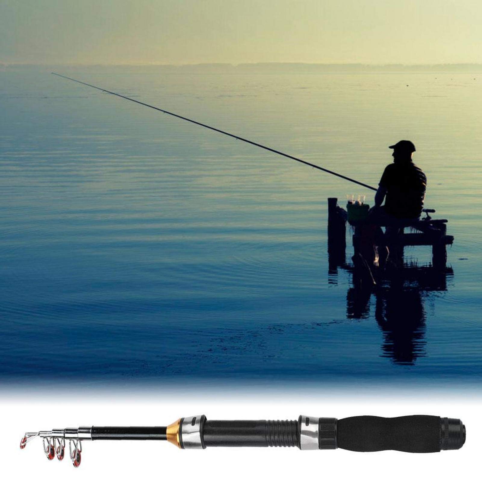 Ultrashort Fishing Rod, Telescopic Spincast Rod, Ice Fishing Pole, Travel Pocket Rod for Ice Fly Fishing Sea Saltwater Freshwater(1.5M)