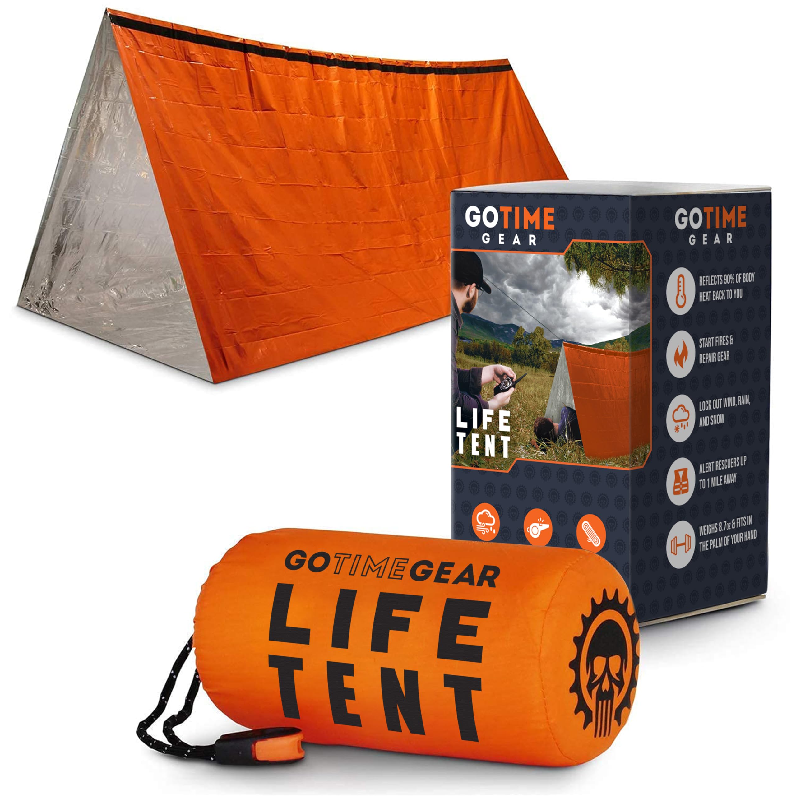 Go Time Gear - Life Bivy Thermal Bivvy and Life Survival Shelter - Emergency Sleeping Bags and Survival Tent - Emergency Bag Bundle (Orange)