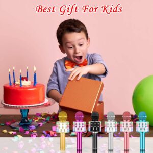 Voice Changing Karaoke Microphone for Kids Singing,5 in 1 Wireless Bluetooth Microphone with LED Lights Karaoke Machine Portable Mic Speaker Player Recorder for Home Party Birthday Gift