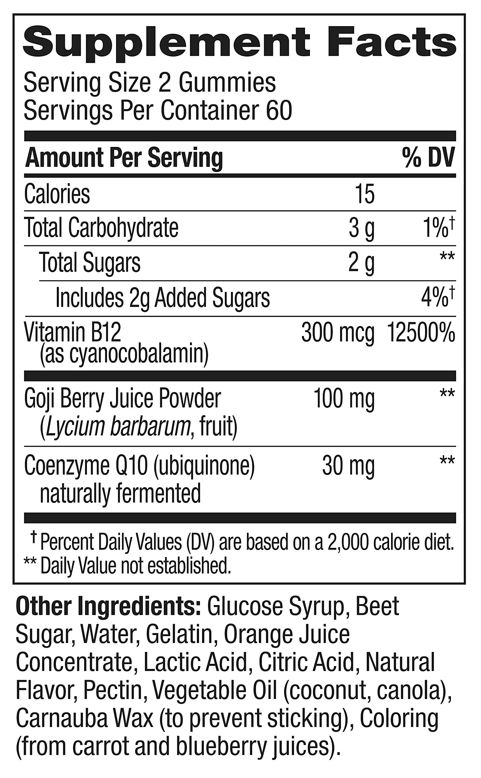 OLLY Daily Energy Gummy, Caffeine Free, Vitamin B12, CoQ10, Goji Berry, Adult Chewable Supplement, Tropical Flavor - 120 Count Pouch