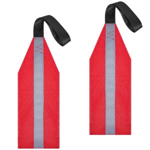 Frienda 2 Pieces Safety Travel Flag for Kayak Canoe Red Warning Flag with Webbing for Kayak SUP Towing Canoes Truck Safety Accessories Kit (Stripe Style)