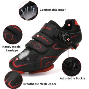 Unisex Cycling Shoes Compatible with Peloton Indoor Road Bike Shoes Riding Shoes for Men and Women Delta Cleats Clip Outdoor Pedal, (Black-red, M8)