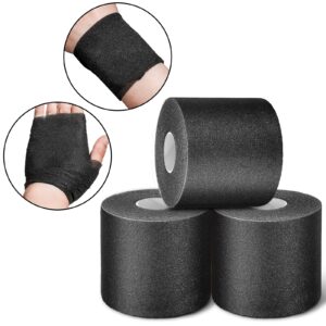 Nuanchu 4 Pcs Pre Wrap Athletic Tapes 30 Yards Hair Prewrap Strip Tapes for Soccer Ankles Wrists Sports Foam Tape(Black)