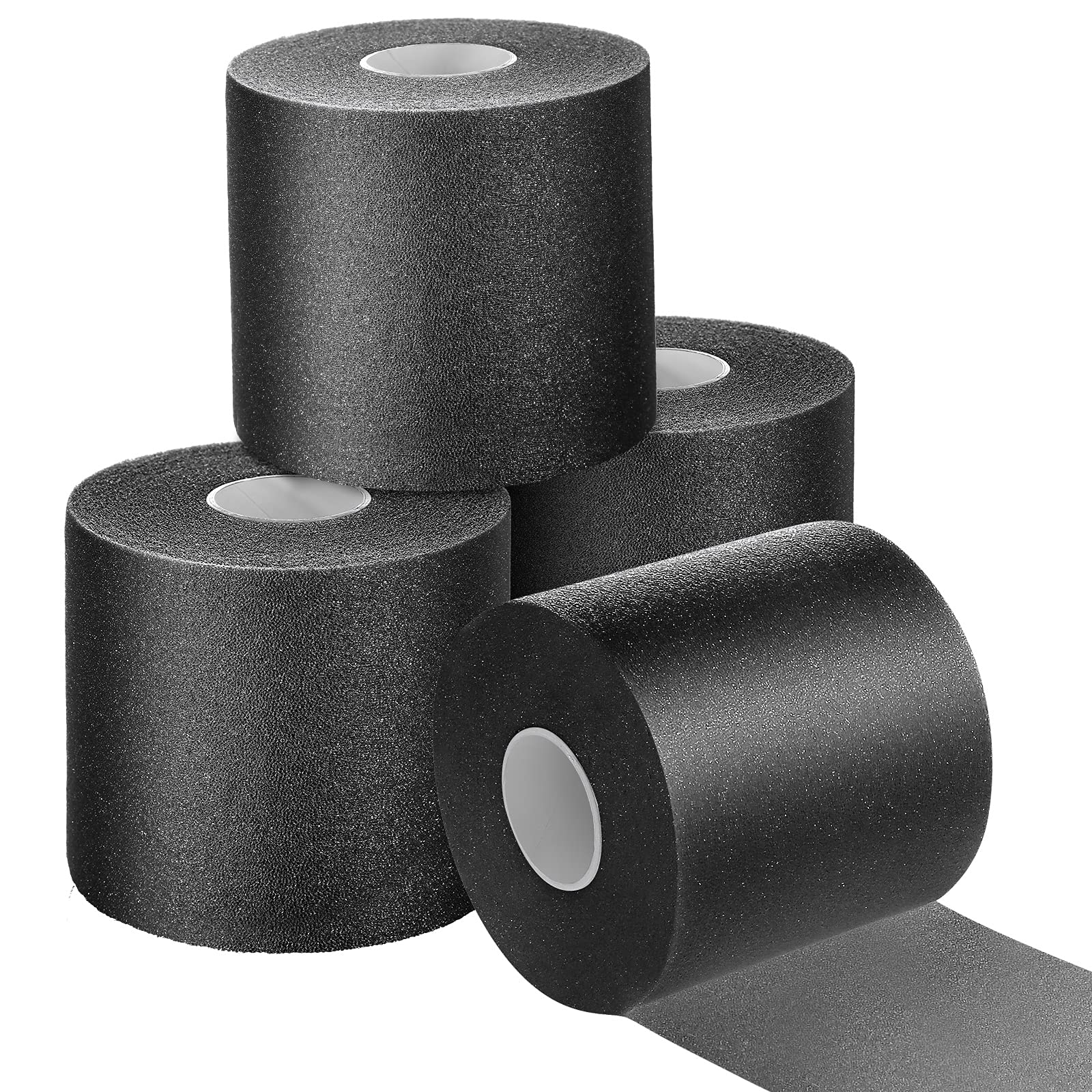 Nuanchu 4 Pcs Pre Wrap Athletic Tapes 30 Yards Hair Prewrap Strip Tapes for Soccer Ankles Wrists Sports Foam Tape(Black)