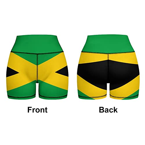 AuHomea Women Yoga Set Jamaica Flag Workout Sport Bra with High Waist Shorts Legging Outfit Tracksuit for Girls 2Pcs Size L