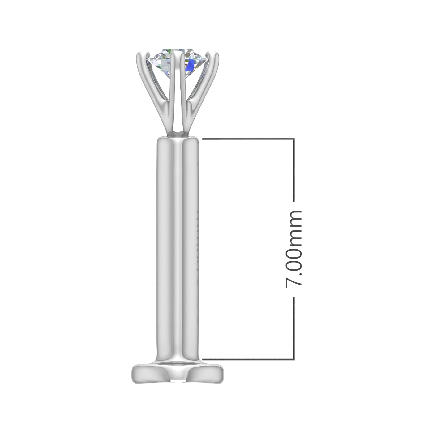 FINEROCK 0.03 Carat 4-Prong Solitaire Diamond Nose Pin Stud in 18K White Gold (SI1-SI2 Clarity)